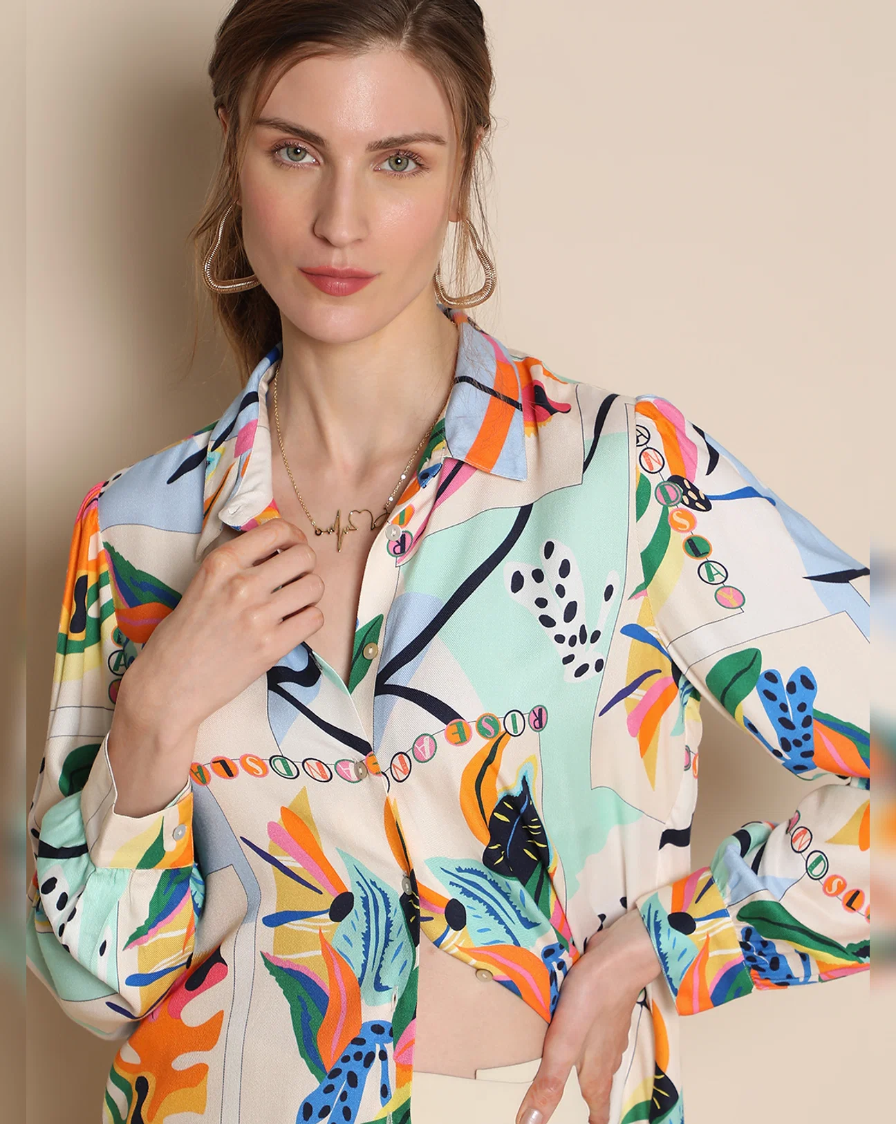 GREEN ABSTRACT PRINT SHIRT